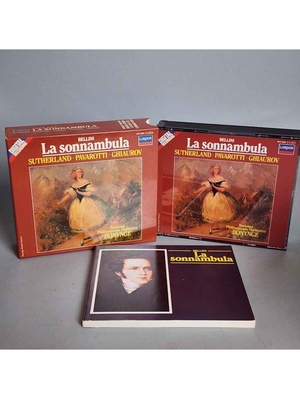 Bellini La Sonnambula 2 CD Box Set Sutherland Pavarotti Ghiaurov Bonygne London